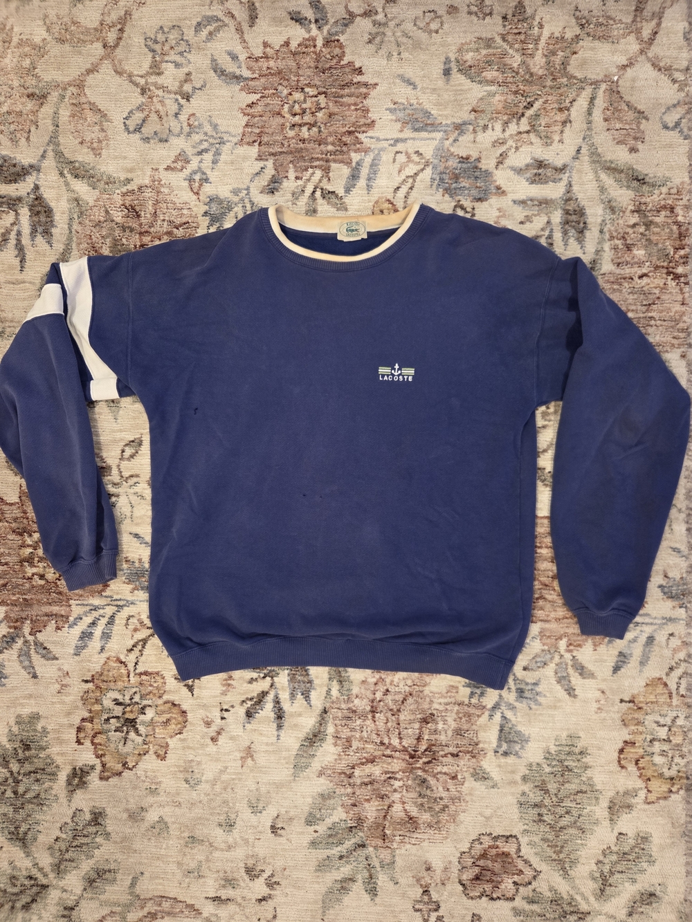Lacoste Vintage Men's Blue Crewneck Sweatshirt